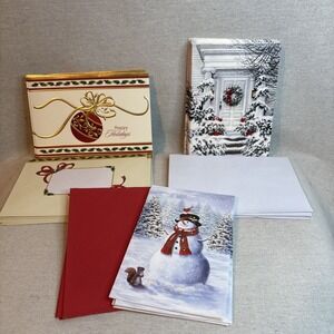 Lot of Holiday Winter Cards 30 Cards With Matching Envelopes 3 Designs